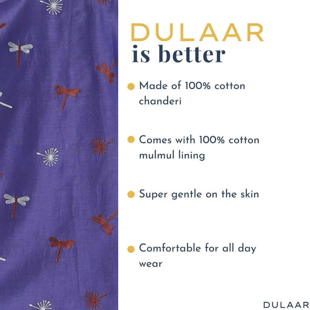 Dulaar Chanderi Kurta Pyjama &amp; Bandi Set - Dancing with Dragonflies