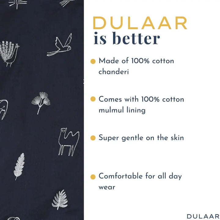 Dulaar Chanderi Kurta Pyjama &amp; Bandi Set - Magical Jungle