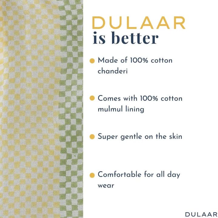 Dulaar Chanderi Kurta Pyjama Bandi Set - Spot The Checks Sky