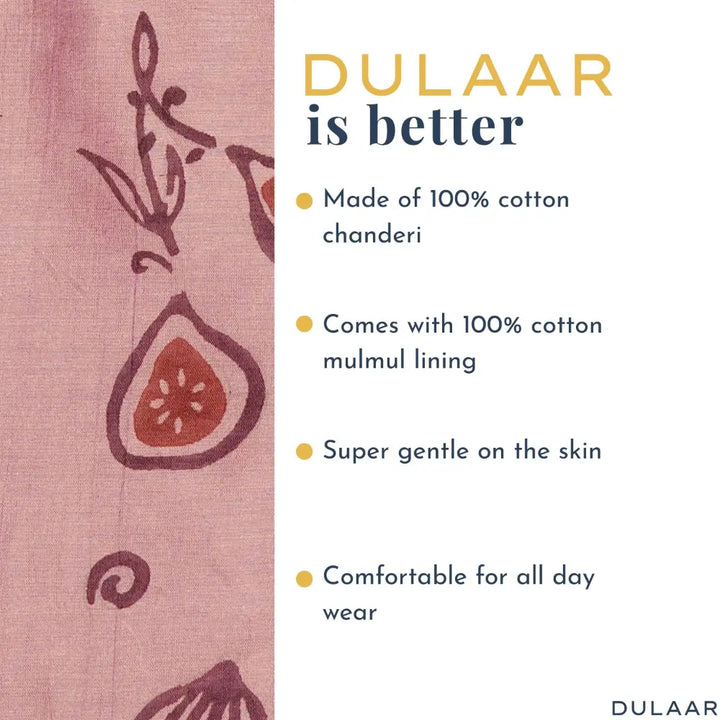 Dulaar Chanderi Kurta Pyjama &amp; Bandi Set | Hand-Block Printed - Meetha Anjeer