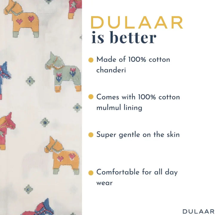 Dulaar Chanderi Kurta Pyjama &amp; Bandi Set | Hand-Block Printed - Tuk Tuk Ghoda