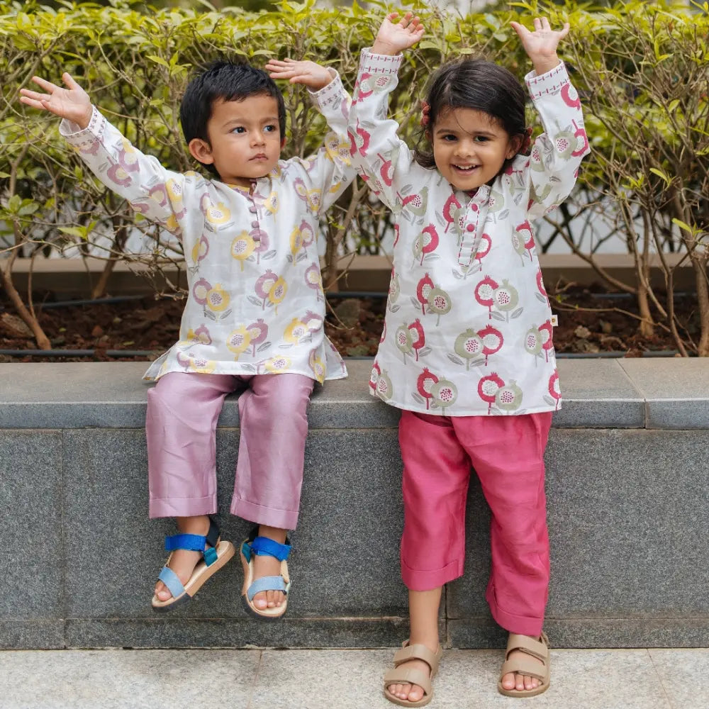 Dulaar Chanderi Hand-Block Printed Kurta Pyjama Set