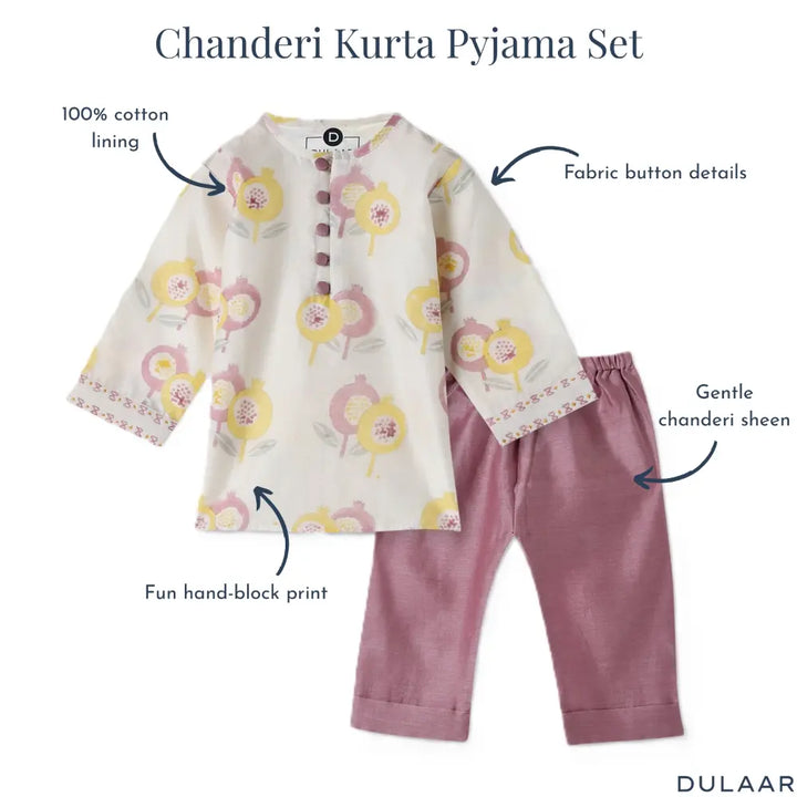 Dulaar Chanderi Hand-Block Printed Kurta Pyjama Set