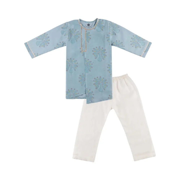 Dulaar Chanderi Kurta Pyjama Set | Hand-Block Printed (Gota Work) - Dil Mange Mor