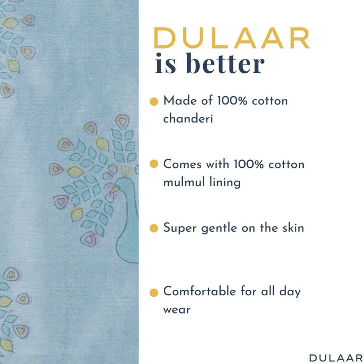 Dulaar Chanderi Kurta Pyjama Set | Hand-Block Printed (Gota Work) - Dil Mange Mor