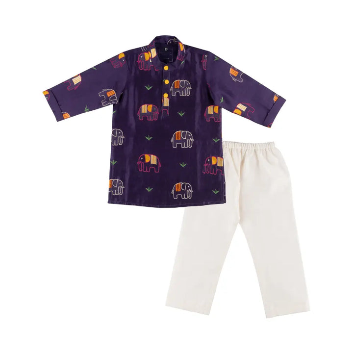 Dulaar Chanderi Kurta Pyjama Set | Embroidered - Elephant Parade