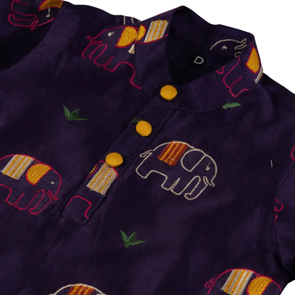 Dulaar Chanderi Kurta Pyjama Set | Embroidered - Elephant Parade