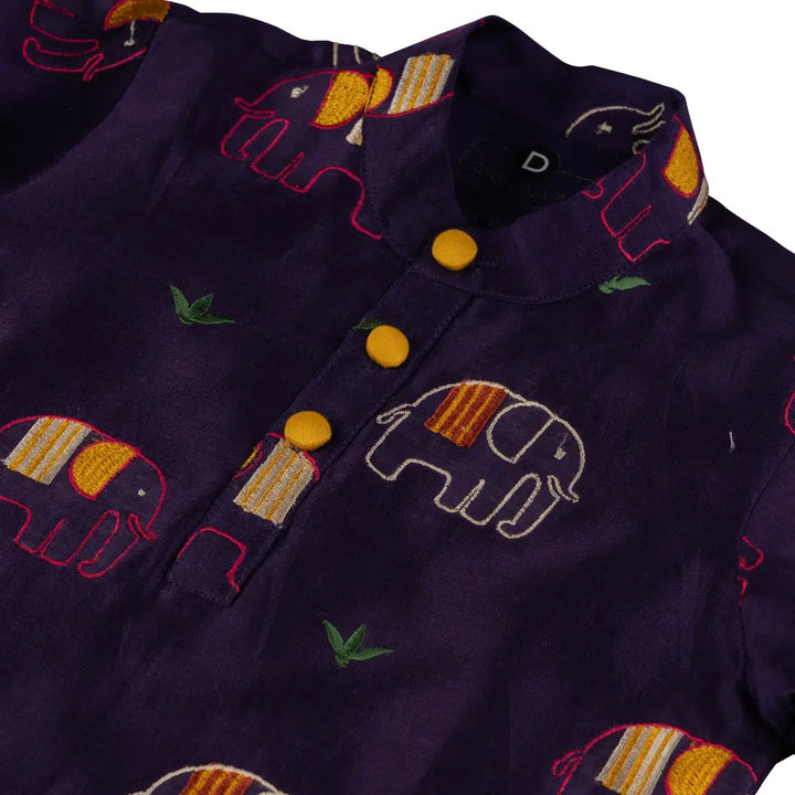 Dulaar Chanderi Kurta Pyjama Set | Embroidered - Elephant Parade