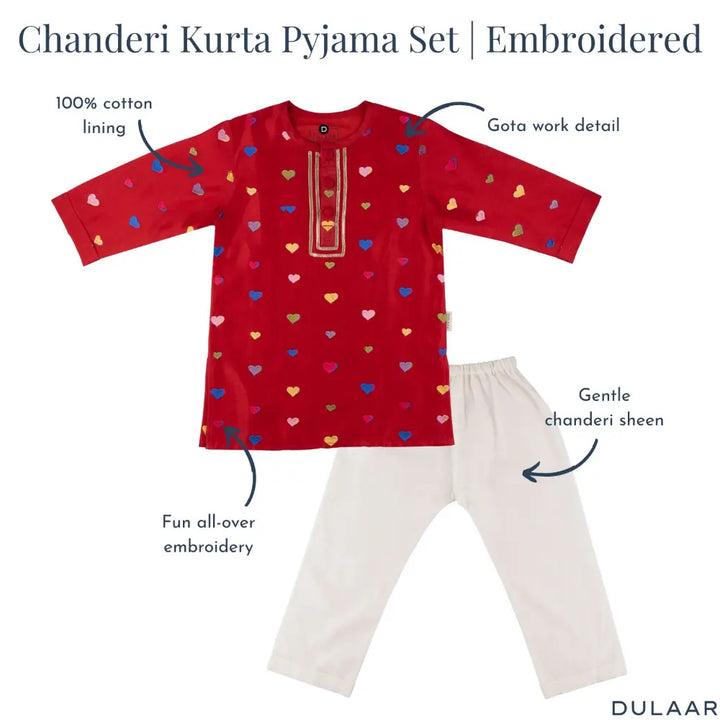 Dulaar Chanderi Kurta Pyjama Set | Embroidered - Dil Dhadakne Do