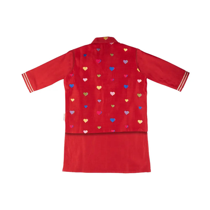 Dulaar Chanderi Kurta Pyjama &amp; Bandi Set | Embroidered (Gota Work) - Dil Dhadakne Do