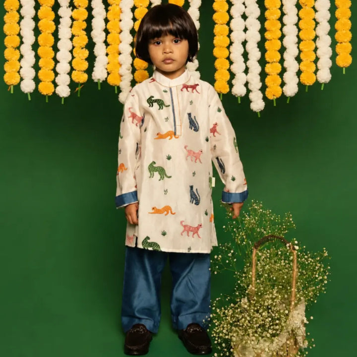 Dulaar Chanderi Kurta Pyjama Set | Embroidered - Panther Party