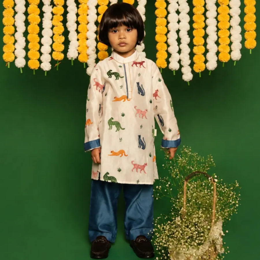 Dulaar Chanderi Kurta Pyjama Set | Embroidered - Panther Party
