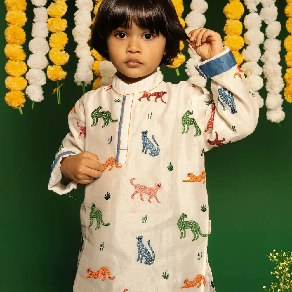 Dulaar Chanderi Kurta Pyjama Set | Embroidered - Panther Party