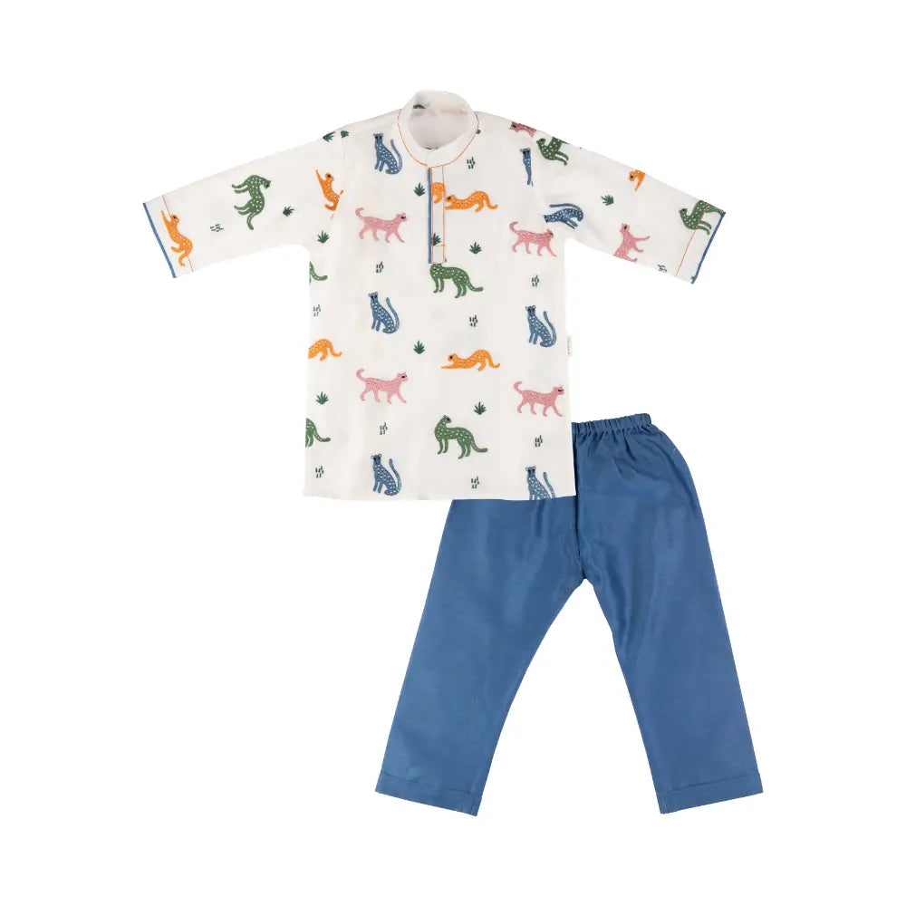 Dulaar Chanderi Kurta Pyjama Set | Embroidered - Panther Party