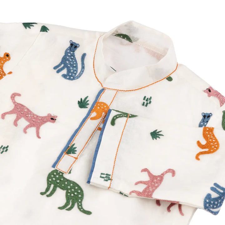 Dulaar Chanderi Kurta Pyjama Set | Embroidered - Panther Party