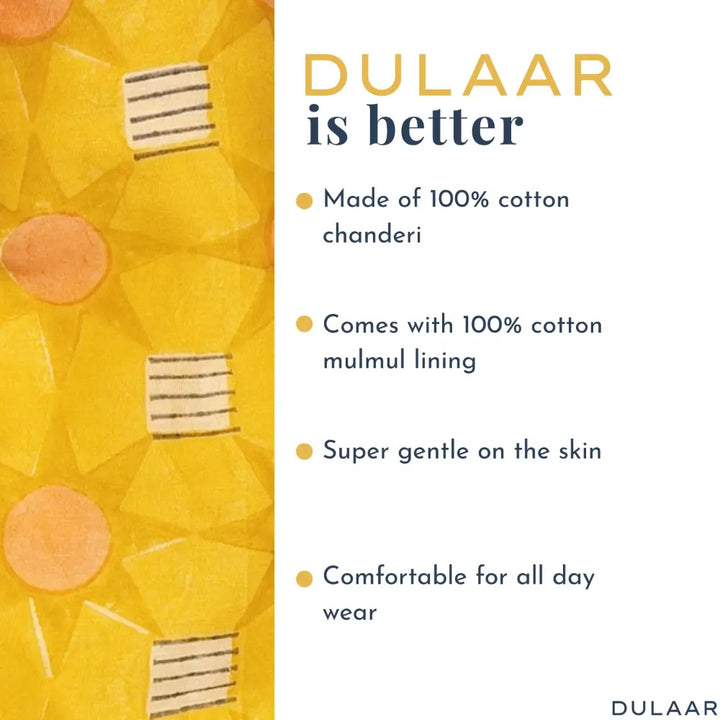Dulaar Chanderi Kurta Pyjama Set | Hand-Block Printed - Subah ki Dhoop