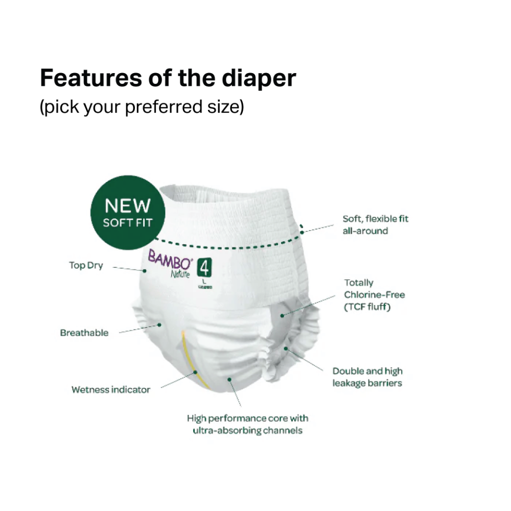 Bambo Nature Pant Style Diaper Combo with Changing Mat and Wet Wipes