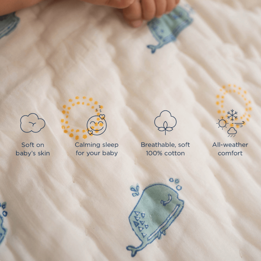 Raamae Block Printed Baby Quilt - Moana
