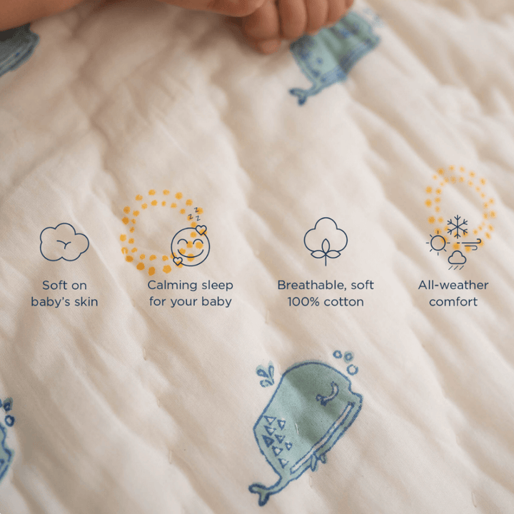 Raamae Block Printed Baby Quilt - Moana