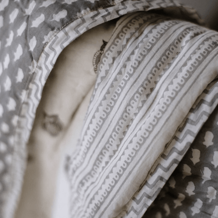 Raamae Block Printed Baby Quilt - Owl
