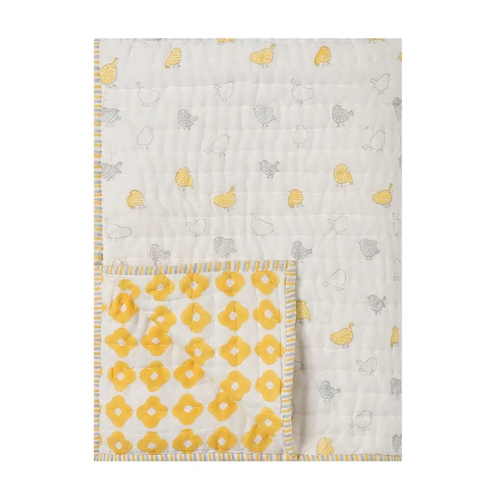 Dulaar Mulmul Bedding Set | Hand-Block Printed - Birds of a Feather