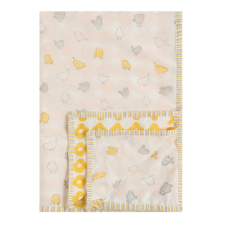 Dulaar Mulmul Bedding Set | Hand-Block Printed - Birds of a Feather