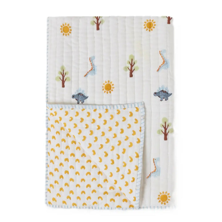 Dulaar Mulmul Bedding Set | Hand-Block Printed - A Day with Dinos
