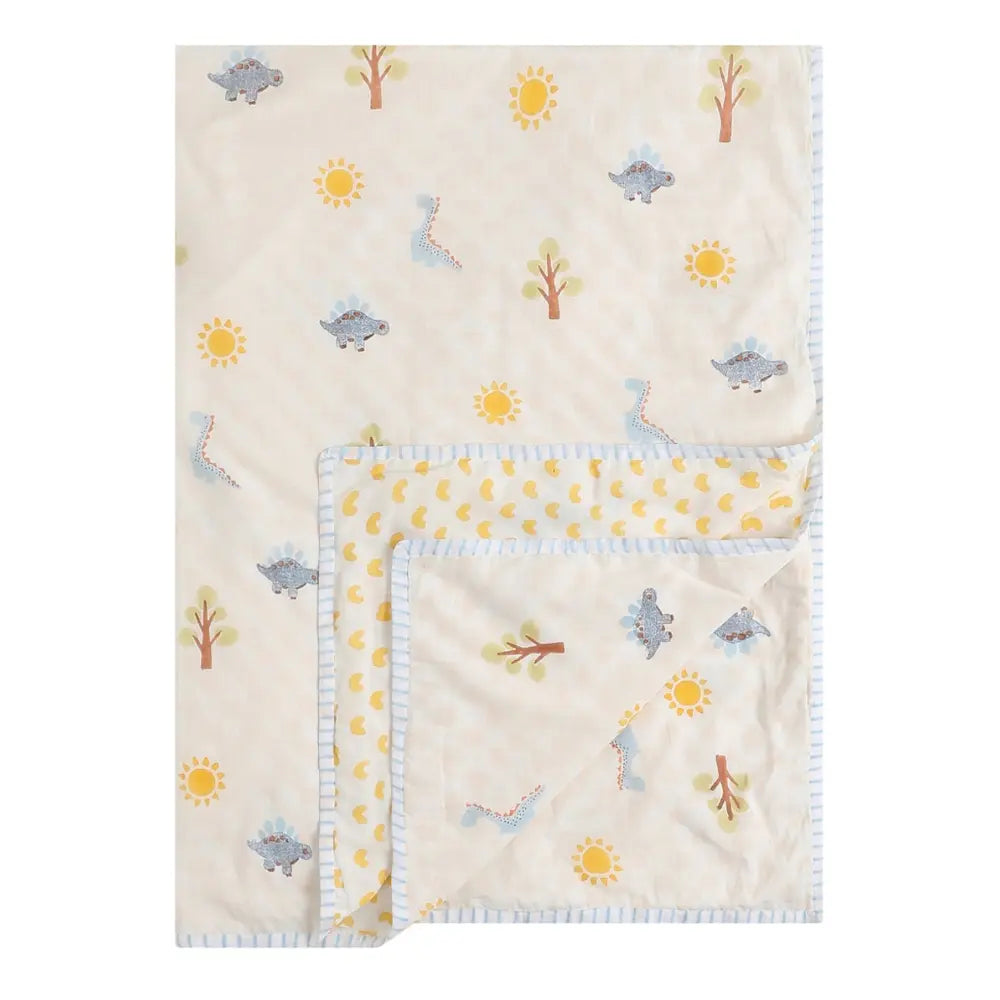 Dulaar Mulmul Bedding Set | Hand-Block Printed - A Day with Dinos