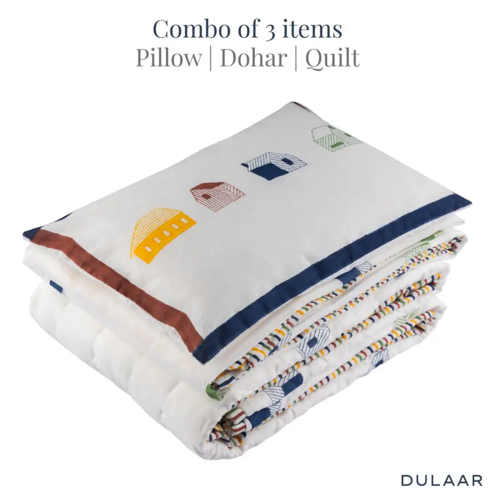 Dulaar Mulmul Bedding Set | Hand-Block Printed - Mera Ghar