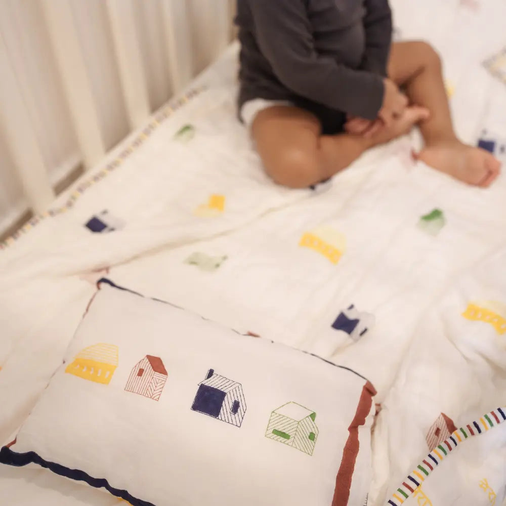Dulaar Mulmul Bedding Set | Hand-Block Printed - Mera Ghar