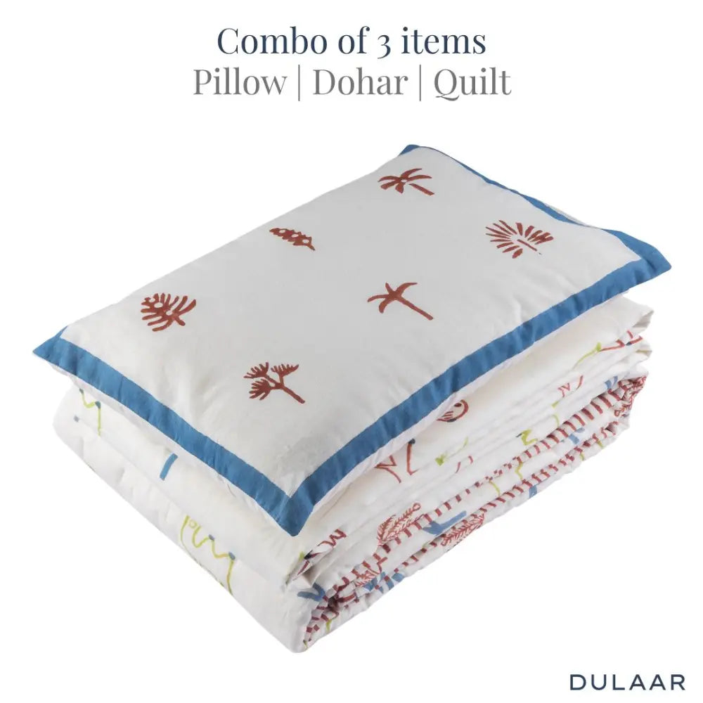 Dulaar Mulmul Bedding Set | Hand-Block Printed - Magical Jungle