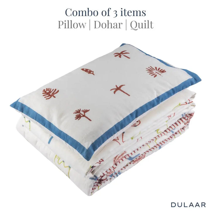Dulaar Mulmul Bedding Set | Hand-Block Printed - Magical Jungle