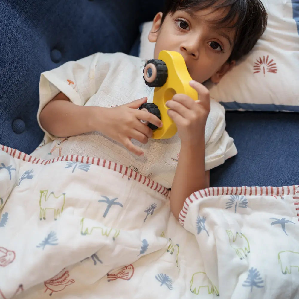 Dulaar Mulmul Bedding Set | Hand-Block Printed - Magical Jungle