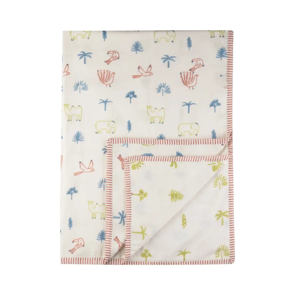 Dulaar Mulmul Bedding Set | Hand-Block Printed - Magical Jungle