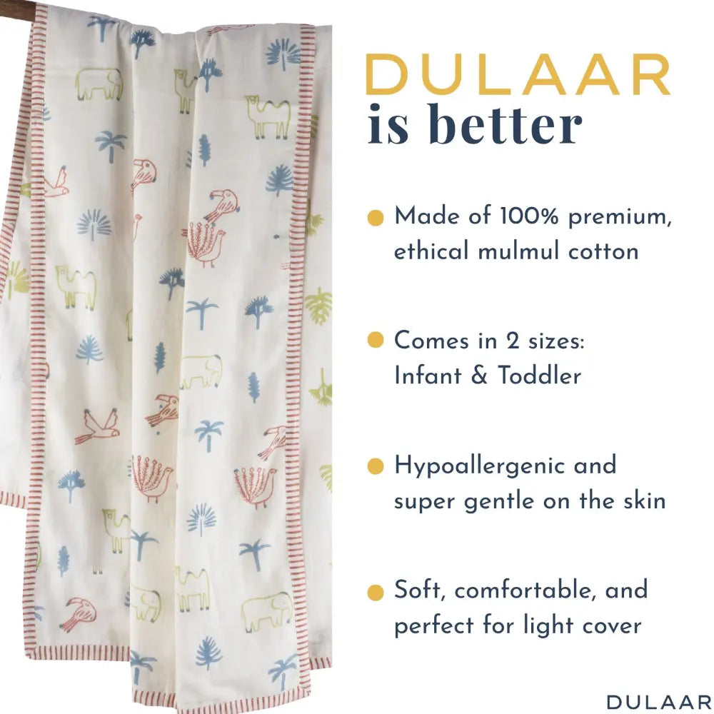 Dulaar Mulmul Bedding Set | Hand-Block Printed - Magical Jungle
