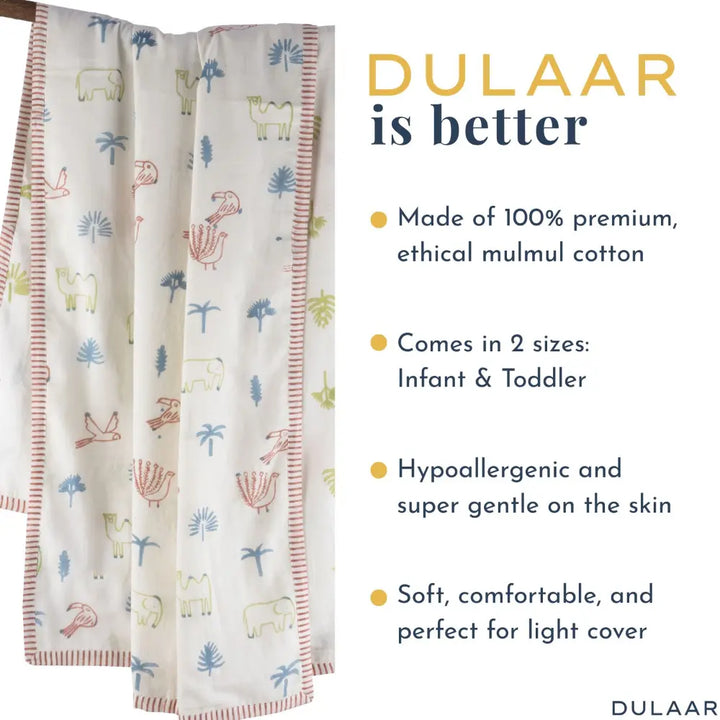 Dulaar Mulmul Bedding Set | Hand-Block Printed - Magical Jungle