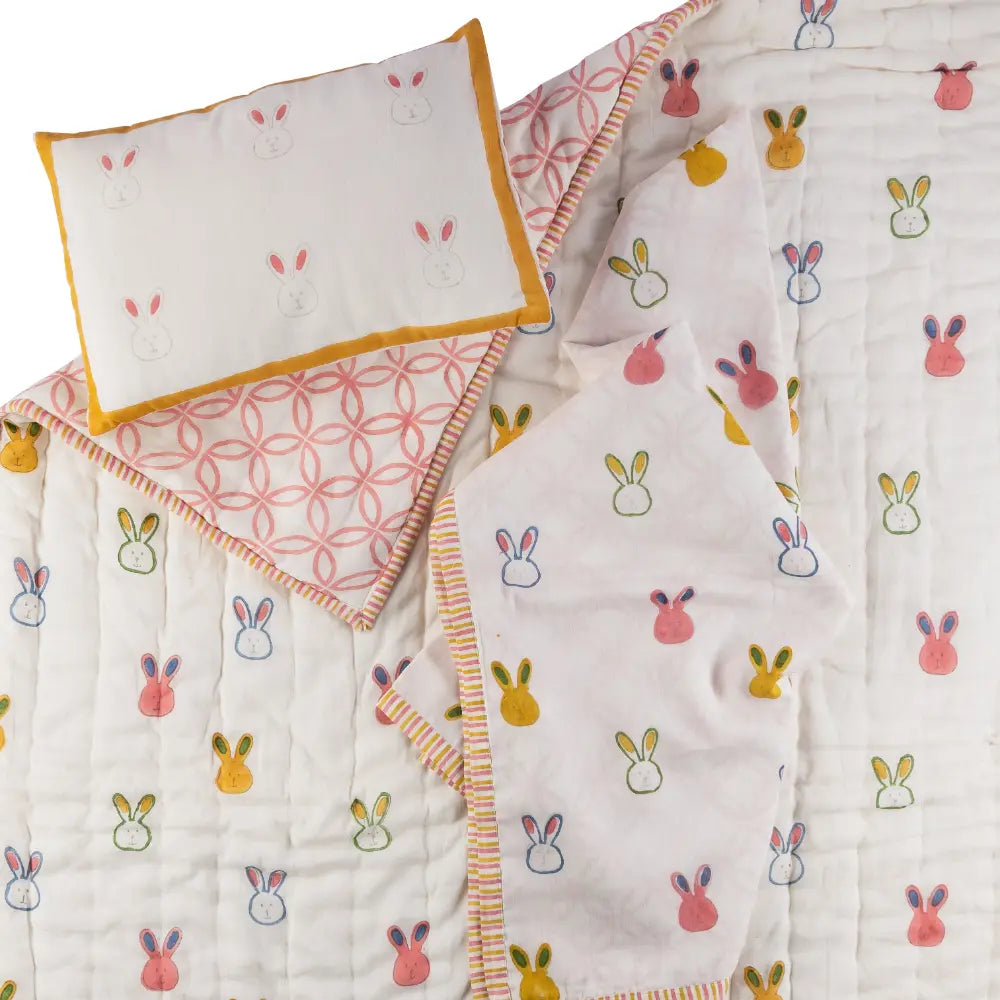 Dulaar Mulmul Bedding Set | Hand-Block Printed - Little Hoppers