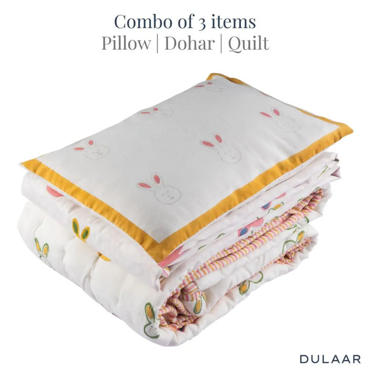 Dulaar Mulmul Bedding Set | Hand-Block Printed - Little Hoppers