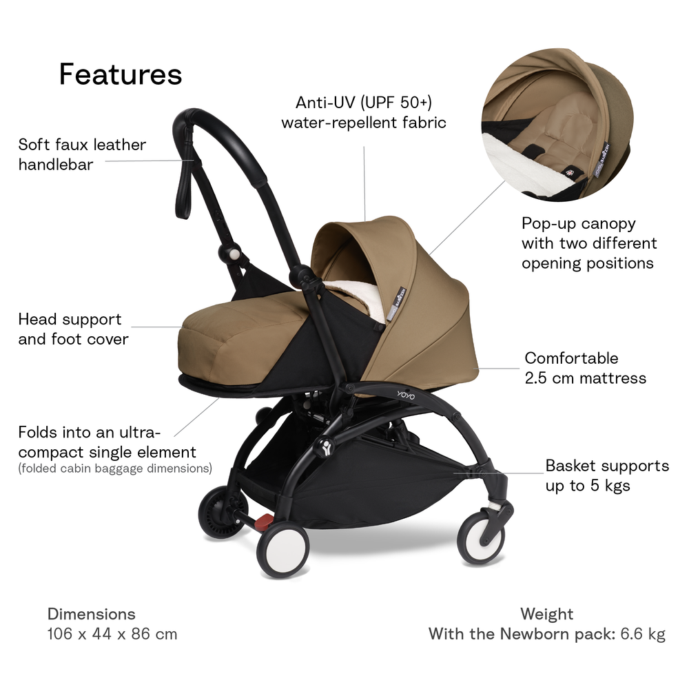 YOYO² Complete Stroller With Newborn Pack- Black Frame