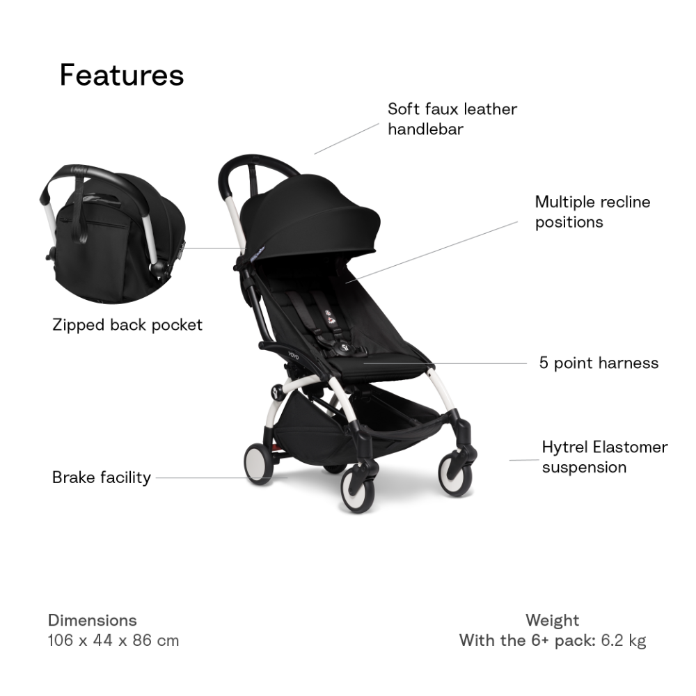 YOYO² Travel friendly Stroller for 6 m+ - Black