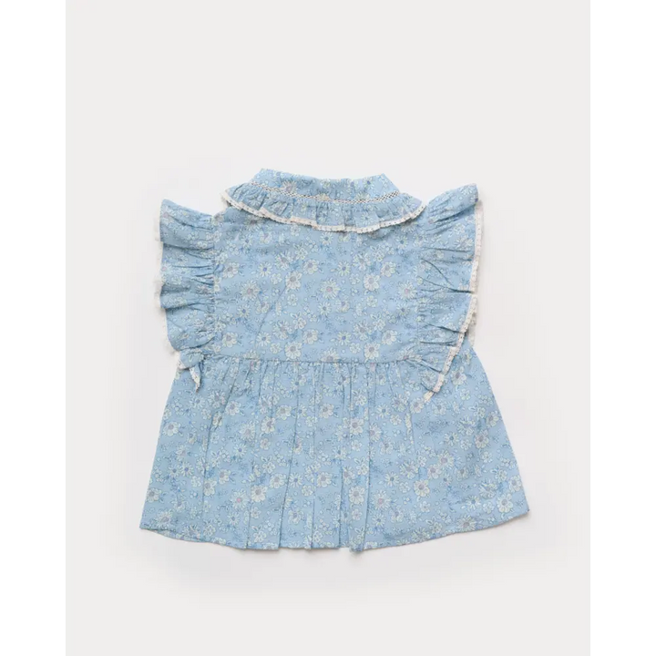 Early Sunday Charlie Blouse - Tonal Floral Blue Print