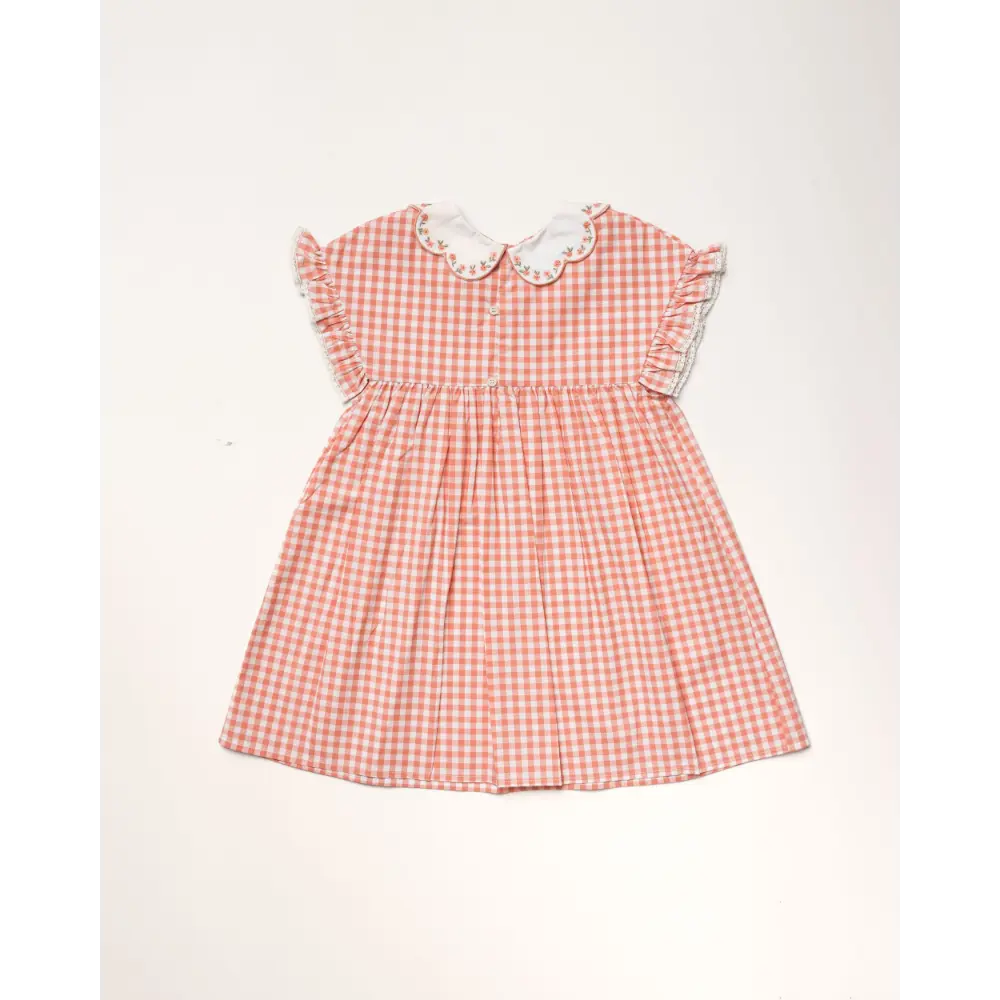 Early Sunday Lila Cotton Gingham Check Dress - Peony