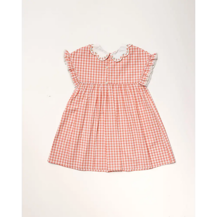 Early Sunday Lila Cotton Gingham Check Dress - Peony