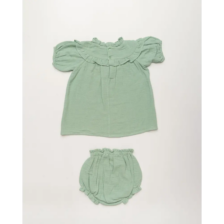 Early Sunday Charlie Baby Dress &amp; Bloomer Set - Mint