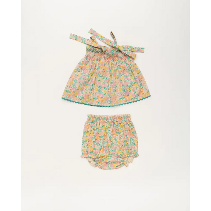 Early Sunday Didi Baby Smock Top &amp; Bloomer Set - Emma Floral Mint