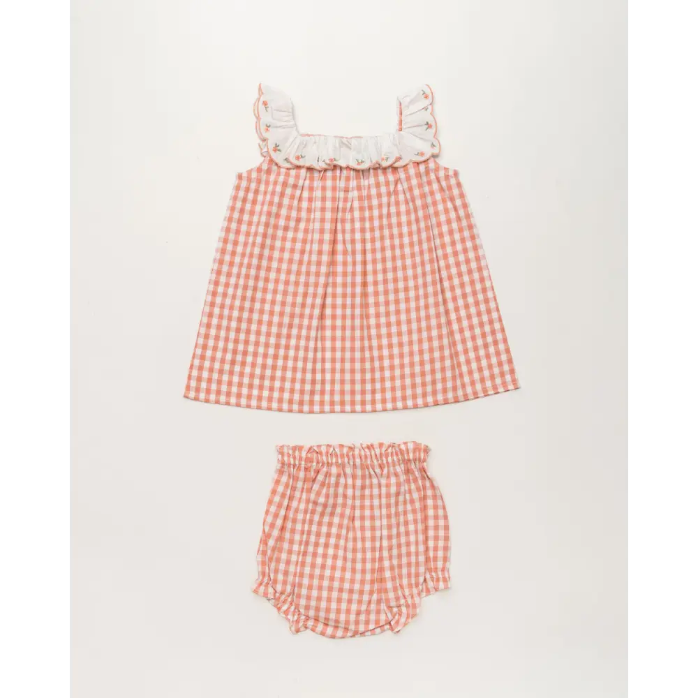 Early Sunday Diana Baby Dress with Bloomer Set - Peony