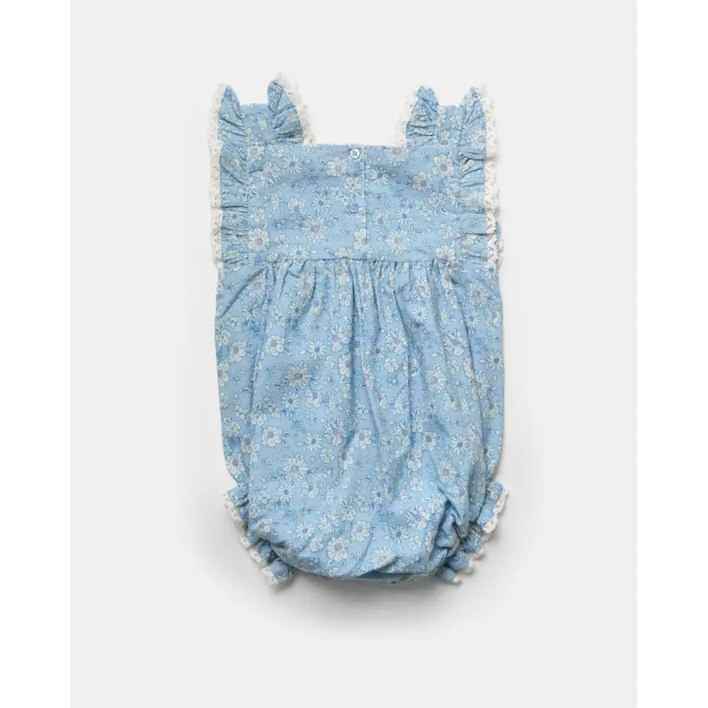 Early Sunday Eva Baby Romper - Tonal Floral Blue Print
