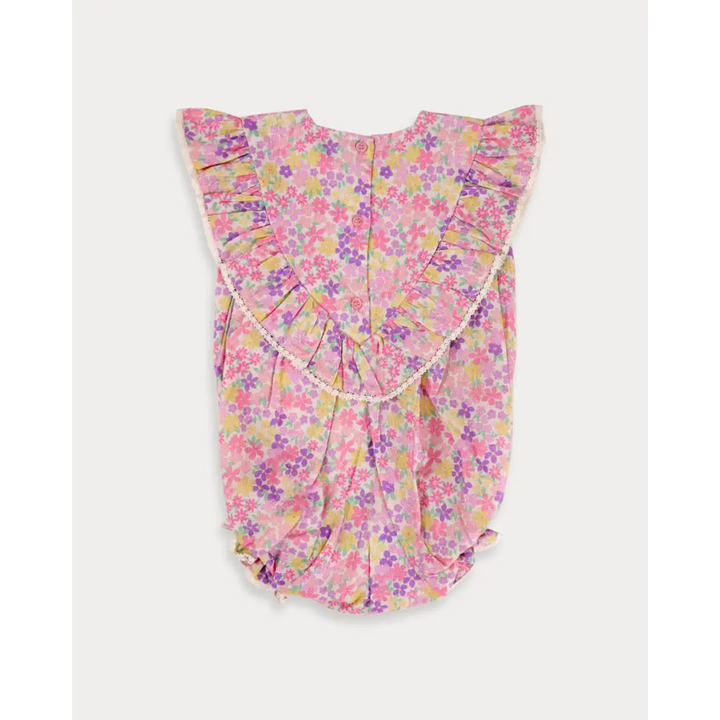 Early Sunday Lucy Baby Bubble Romper - Emma Floral Purple