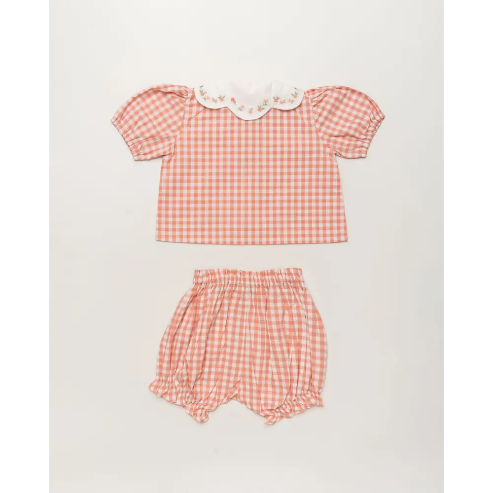 Early Sunday Tilly Blouse &amp; Holly Baby Shorts Set - Peony