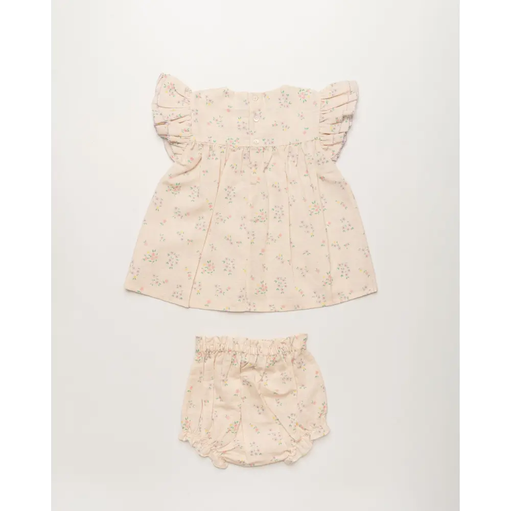 Early Sunday Sienna Baby Dress &amp; Bloomer Set - Painted Bouquet Print